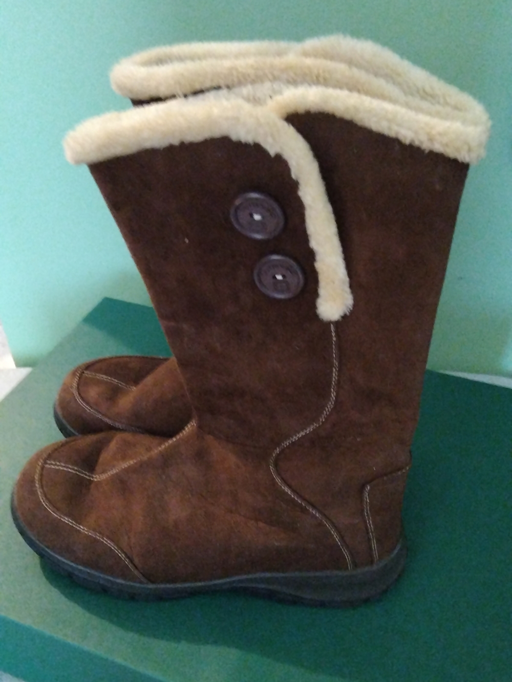 Women's Brown Faux-Shearling Winter Snow Boots Outdoors